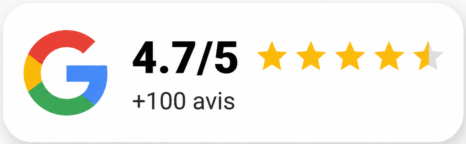 Badge qui représente la note de 4,7/5 pour notre centre Point S Coignières